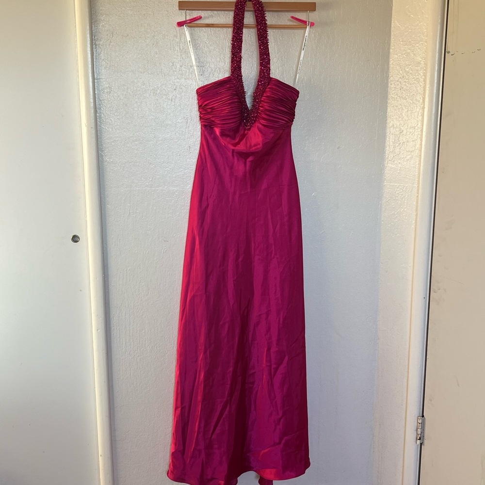 Elegant Red Halter Dress